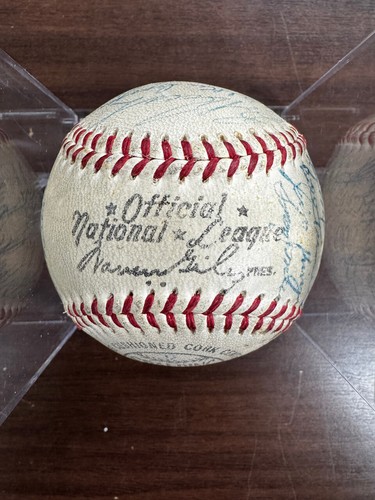 1955 Chicago Cubs Team Signed Autographed Spalding Baseball W/ Ernie Banks JSA - Picture 5 of 6