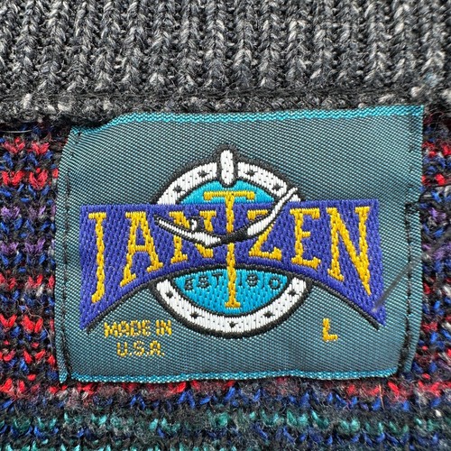 Vintage Jantzen Pullover Knit Sweater Men's Large Striped Long Sleeve Crew Neck - Bild 6 von 9