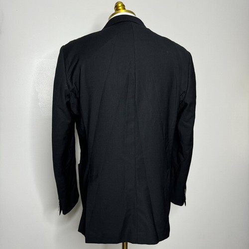 Saks Fifth Avenue Blazer Sport Coat 48L Mens Solid Black Slim Fit Wool - Picture 6 of 15