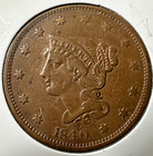 New Listing1840 Braided Hair United States Large Cent Large Date Rare Nice Shape!