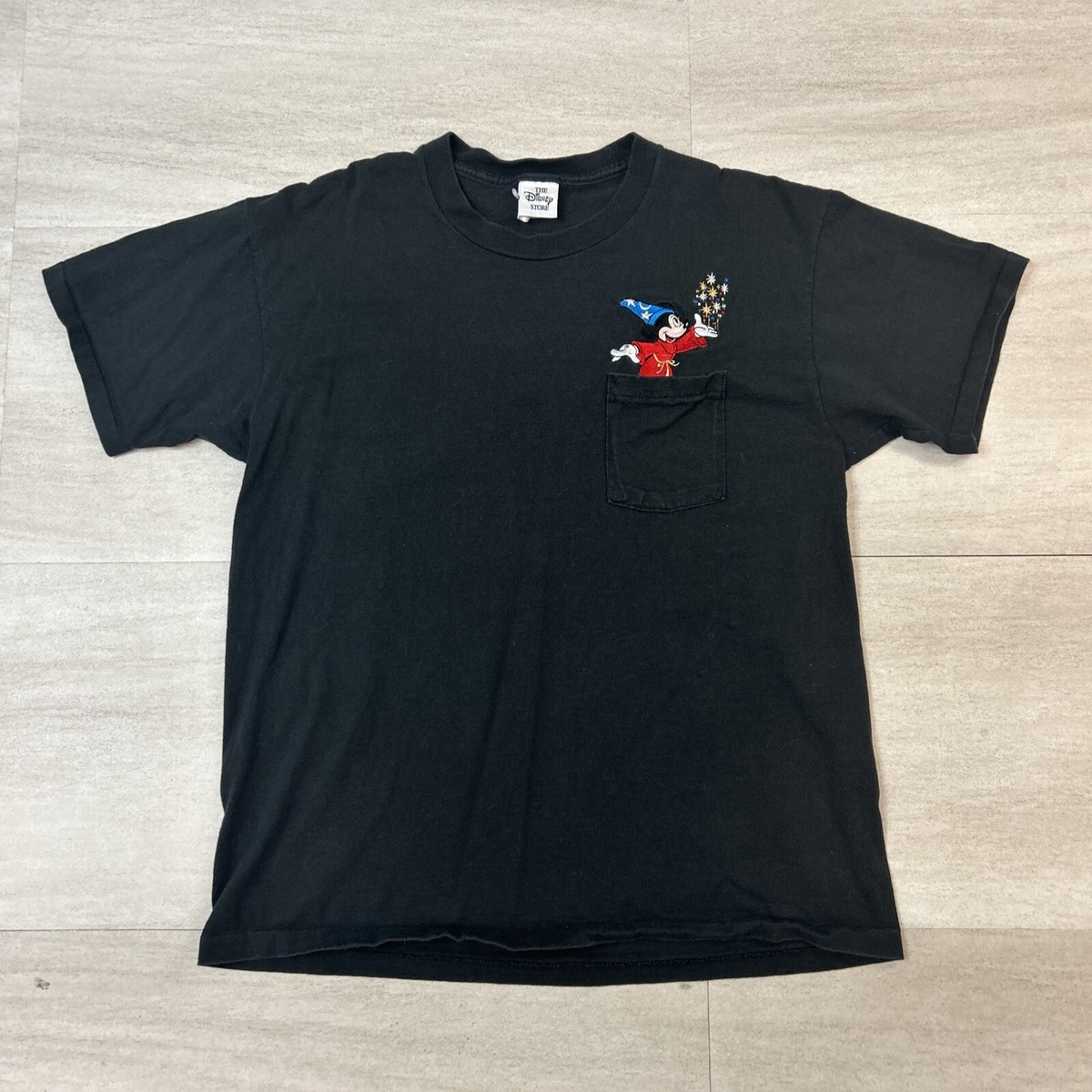 VTG 90s FANTASIA DISNEY STORE POCKET T SHIRT XXL BLACK VTG 90s FANTASIA DISNEY STORE POCKET T SHIRT XXL BLACK