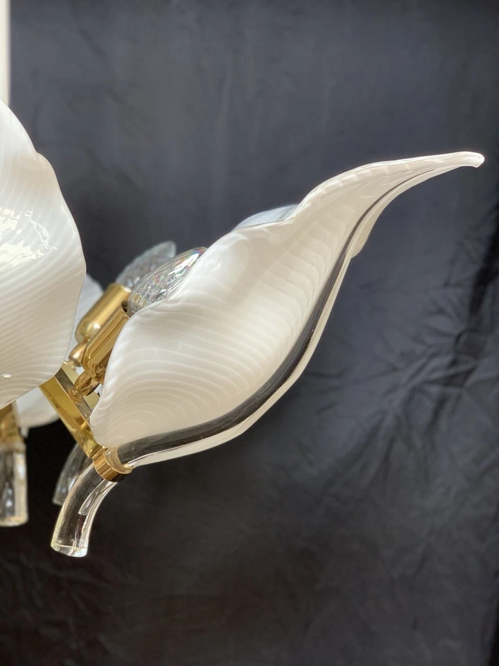 Люстра MURANO Franco Luce Seguso Glass Lotus Italian Leaf Calla Lilly 28 дюймов - Изображение 4 из 4