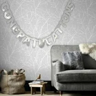 SILVER CONGRATULATIONS BANNER 2M Long Giant Hanging Party Wedding Engagement