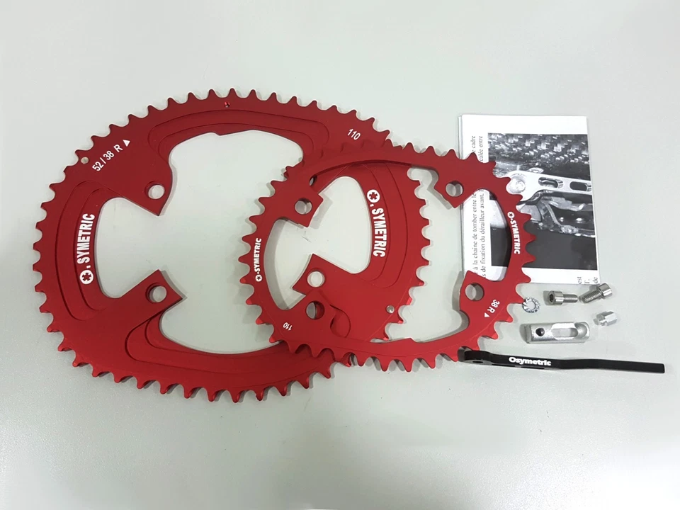 Osymetric BCD110x4 52+38T 9100/9150/8000/8020/8050 Edition Chainring Set Red  - Image 2 of 4