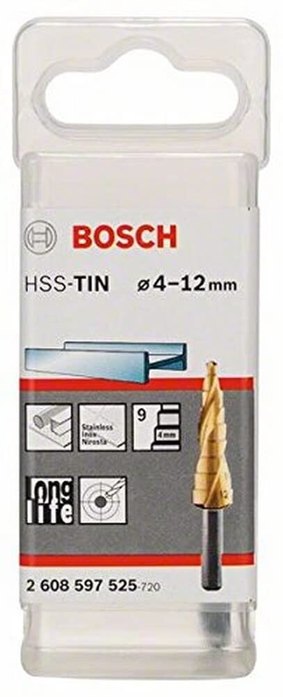 Bosch Stufenbohrer HSS-TiN 3-Фланцевый штифт 4-12мм 9 Stufen - 2608597525 - Neu