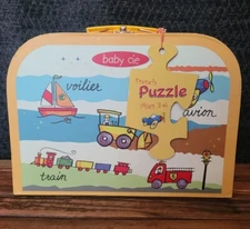 Baby Cie French Transportation Childs Large Jigsaw Puzzle in Suit Case 20x30 In.