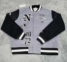 Nike Corduroy Varsity Jacket 1972 Letterman Black Grey Size Large FQ6159-012