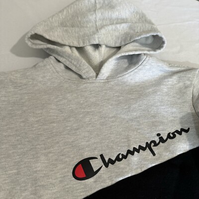 Champion Pullover Sweatshirt Hoodie Kids Sz Large Boys Black