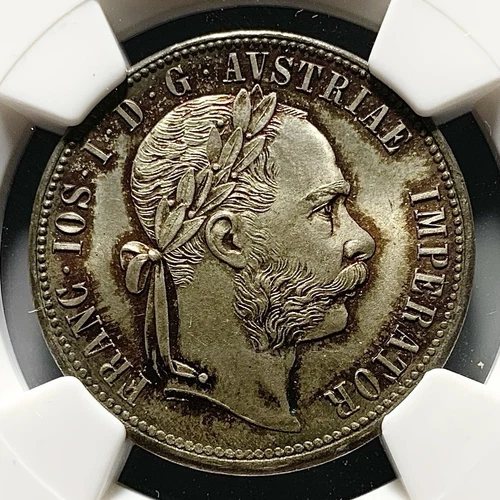 Nicely Toned Gem BU 1879 Austria 1 Florin Silver Coin - NGC MS 65