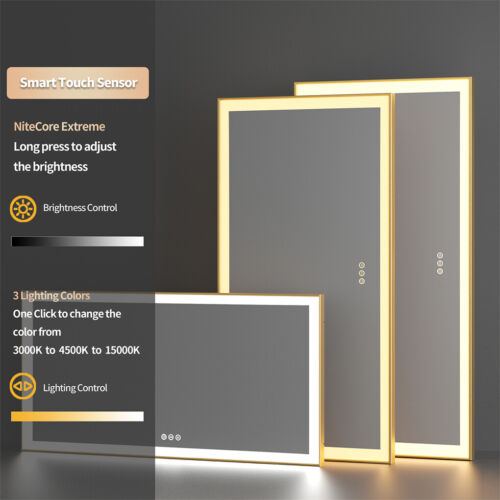 Espejo de baño LED de aluminio dorado grueso multiestilo LUVODI tocador antiniebla EE. UU. - Imagen 23 de 65