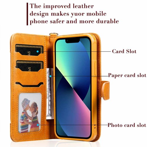 For iPhone 13 Pro 12 11 XS XR SE 6 7 8 Plus Detachable Wallet Leather Case Cover - Picture 10 of 48