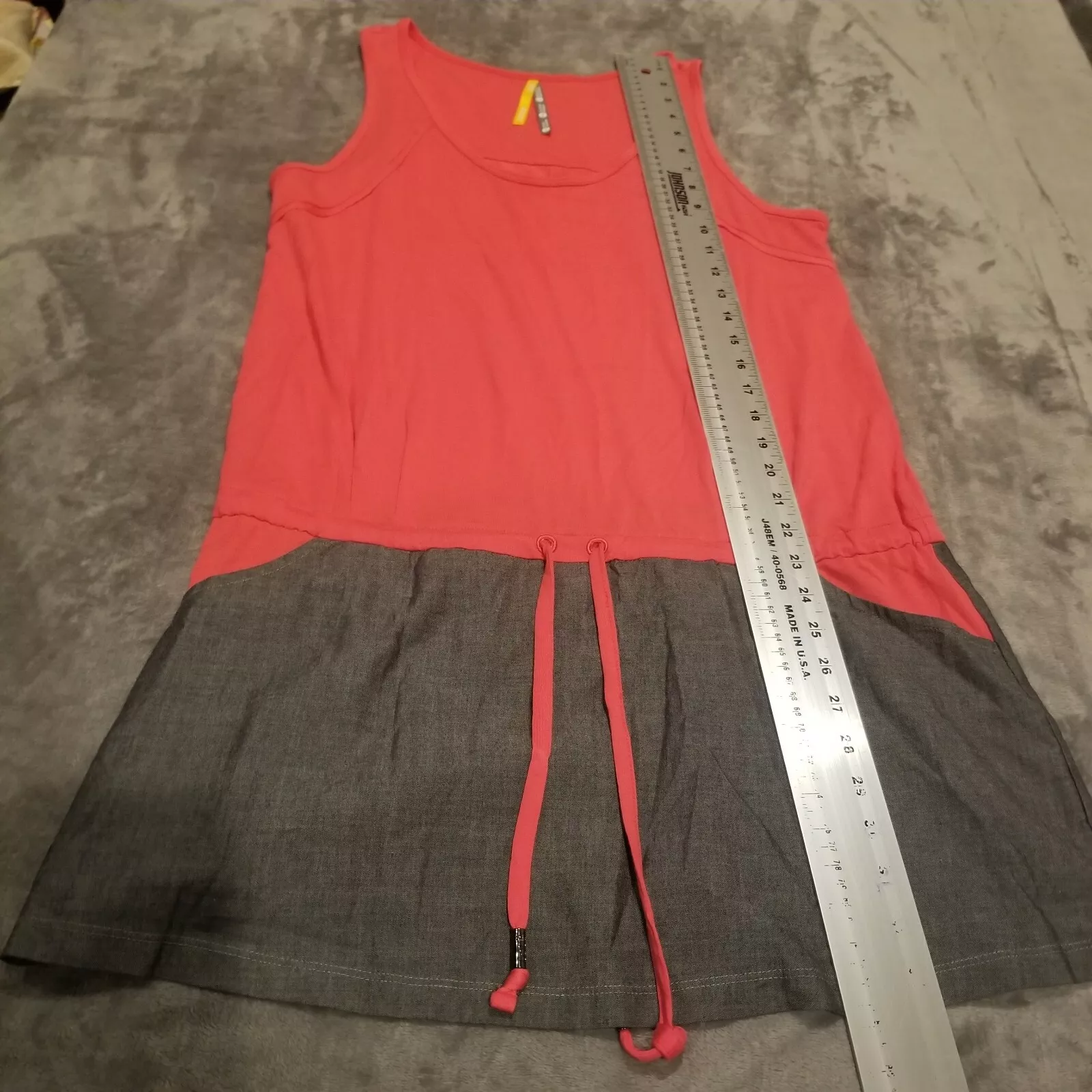 lole scoop neck drawstring colorblock gray tank-top