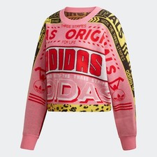 Image of Adidas Logo Intarsia Cropped Jumper UK Size 6 XS SOLD OUT Long Sleeve Soft Knit