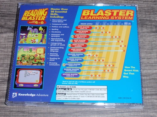 Reading Blaster Ages 4-6 PC/Mac CD-ROM 2disc Knowledge Adventure 1998 Win. 95/98 - 画像2/4