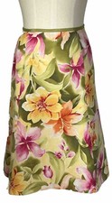 Talbots Women  s 12 Petite Skirt Tropical Cotton Silk Blend VINTAGE