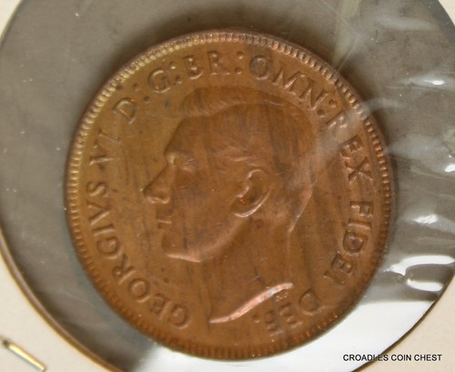 1951y. HALFPENNY aUNC MAINLY RED LUSTRE REMAINS OBVERSE AUSTRALIA COIN #DHL10 - Picture 6 of 8