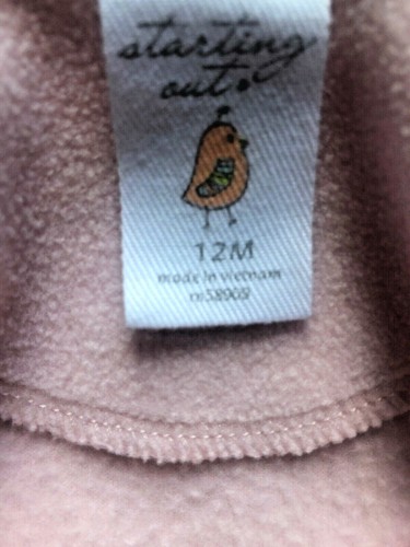 STARTING OUT Pink Fleece Pea Coat w/Bow 12M A-Line Hook/Loop Close - Picture 3 of 9