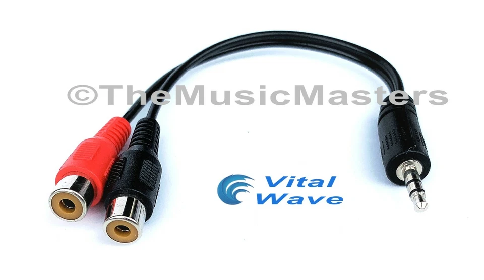 6 inch 3.5MM (1/8") Stereo Male to Dual RCA Female Jacks Audio Cable Wire VWLTW - Image 3 of 4