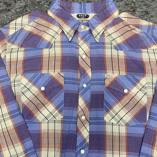 Salt Valley Western Hemd Herren L blau lila braun Perlen Druckknopf Cowboy Rodeo L/S - Bild 1 von 19