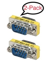 2x 9 Pin D-SUB DB9 RS-232 Serial Male Mini Gender Changer Coupler Gold Plated