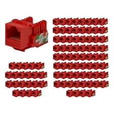 Logico KJ6226 8P8C Keystone Jack Cat6 Red Network Ethernet 110 Punchdown 100pcs