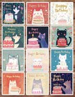 Happy Birthday Cats Die Cut Vinyl Stickers Scrapbooking Laptop Waterbottle