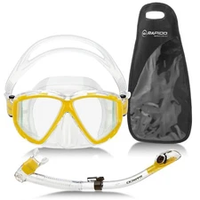 Rapido Italian Design Perfect View Pano Scuba Snorkel Mask Dry Snorkel Set + Bag