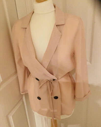 URBAN OUTFITTERS Pink Soft Blazer XS Viscose Belt Blouse Shirt Jacket Shacket UO - Picture 8 of 12