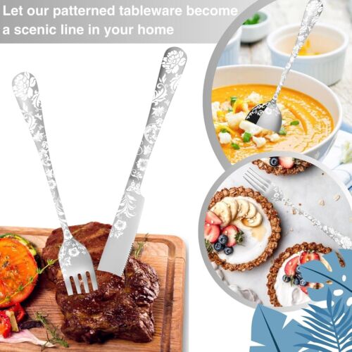High-Quality 20 Piece Peony Flower Dining Silverware Set - Modern Elegance - Picture 6 of 9