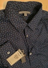 John Varvatos Men's Shirt Size L Linen Blend Floral Blue