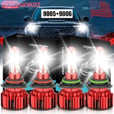 9005 9006 LED Headlights Kit Combo Bulbs 6500K High Low Beam Super White Bright
