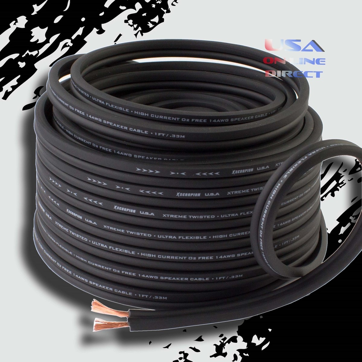 14 Gauge 100Ft BLACK OFC 100% Copper Marine Car Home Audio Speaker 