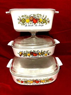 Corning Ware Spice Of Life 5 Piece Lot Of A-8-B & P-4-B & A-10-B Casseroles