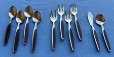 Mar-Crest MCM Ebony Elegance Stainless Steel Flatware Japan Wood Handles
