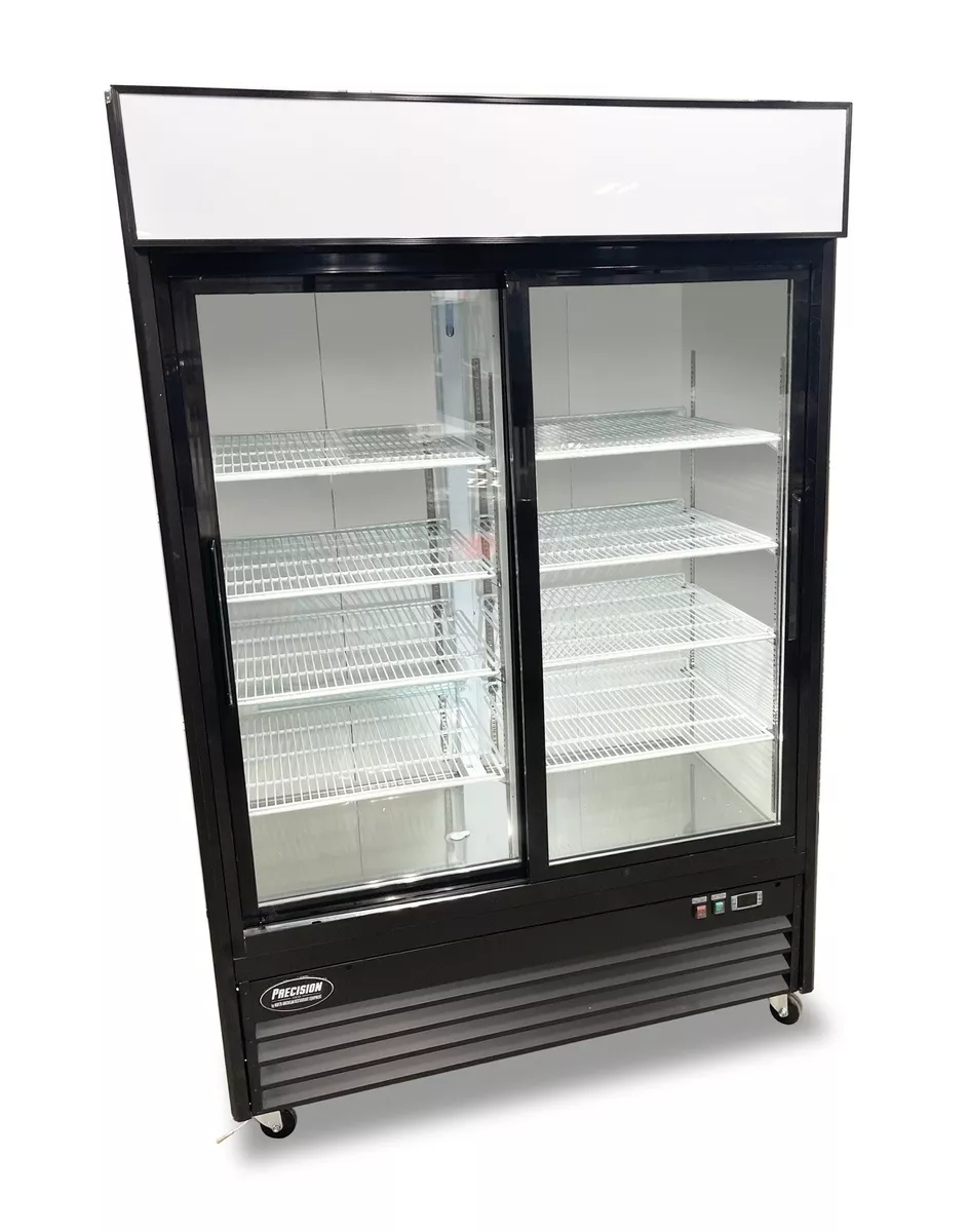 2 glass door refrigerator Double Door Beverage Cooler Sliding Doors Full  Size