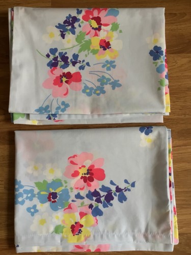 2 Pillowcases Hancrafted With Cath Kidston Painted Posy Blue Cotton Percale New - Picture 1 of 16