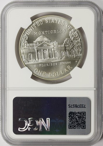 1993-P Thomas Jefferson $1 Commemorative Silver Dollar NGC MS69 - Picture 2 of 4
