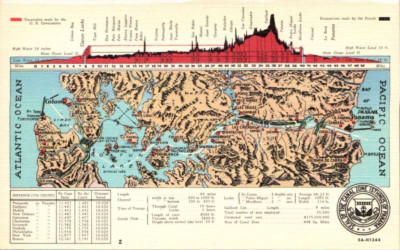 1935 PC DETAILED MAP * PANAMA CANAL ZONE LOCKS EXCAVATIONS STATISTICS NOS MINT**