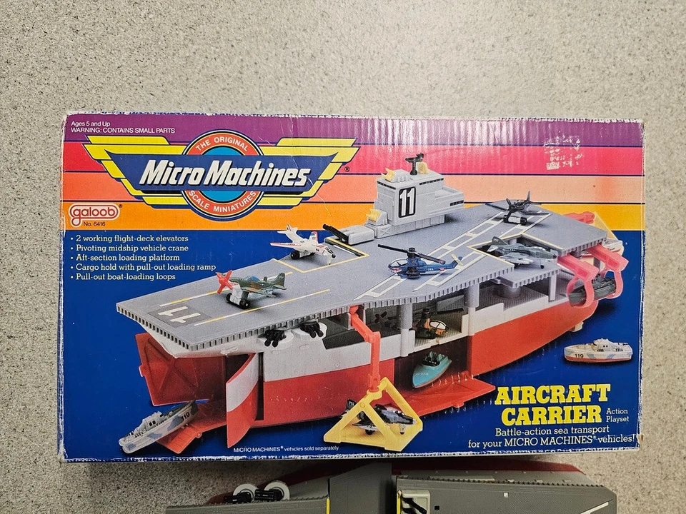 Galoob Micro Machines Aircraft Carrier Playset Base w/ Box. INCOMPLETE - Image 2 of 4