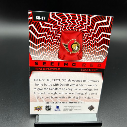 2023-24 Upper Deck Extended Seeing Red #17 Tim Stutzle Ottawa Senators - Picture 2 of 2