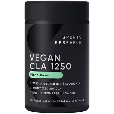 Vegan CLA 1250mg Active Conjugated Linoleic Acid Non-GMO 90 Softgels