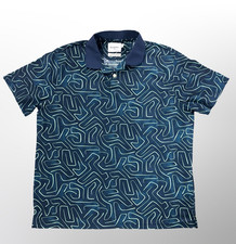 Goodfellow  Co Mens XL Polo Shirt Stretch Abstract Print Blue Green Golf Casual