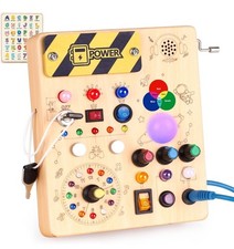 Montessori Busy Board Tactile Sensory Activity Toy w/ Switches Buttons Lights