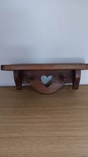 Vintage Small Wooden Shelf Wirh Cut Out Heart And Two Pegs Cottagecore