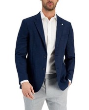 Nautica Mens Modern fit Sport Coat Blazer 44L Navy Blue Solid Stretch
