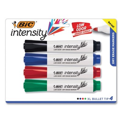 BIC  Great Erase Grip Chisel Tip Dry Erase Marker, Assorted, 4/Set