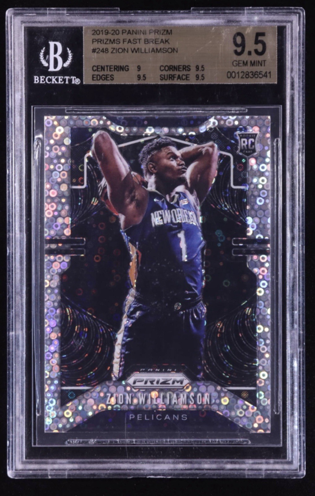 2019 Panini Prizm Fast Break Disco Zion Williamson #248 Rookie BGS 9.5 TRUE GEM