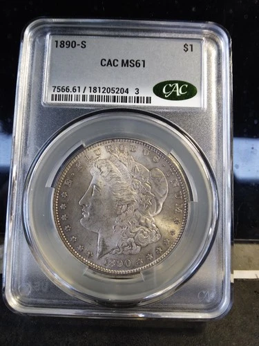 1890 S Morgan Silver Dollar CACG MS61 CAC Certified Coin Well Struck