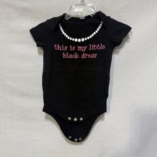 Faded Glory Bodysuit One Piece 6-9 months This Is My Little Black Dress Pearls