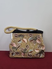 Vintage Floral Beaded Evening Bag Clutch Purse Handbag Wedding Party
